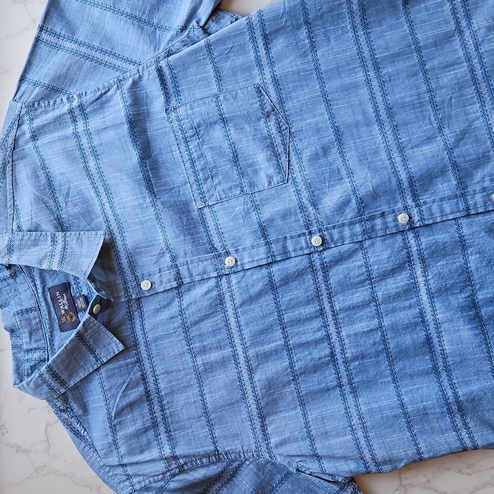 Wallin & Bros Blue Embroidered Striped Button Down Shirt L - Picture 1 of 7